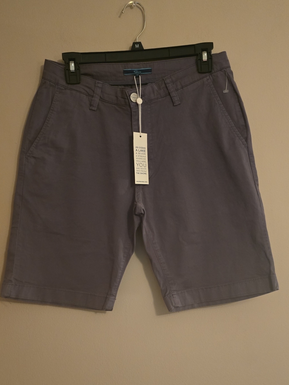 New Shore Men's Size 28 Casual Chino Shorts Slate Gray 9 Inch Inseam